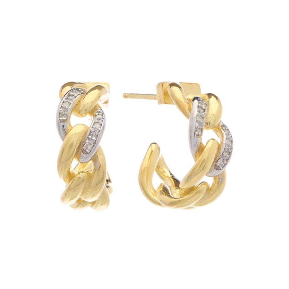 Meshmerise 18K Over Silver 0.16 Ct. Tw. Diamond Hoops, White